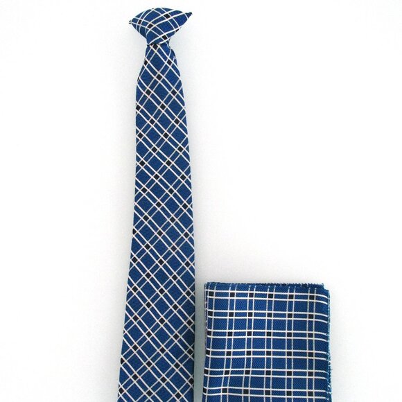 Men's Vintage Clip-On Tie & Pocket Square Set - Picture 1 of 4